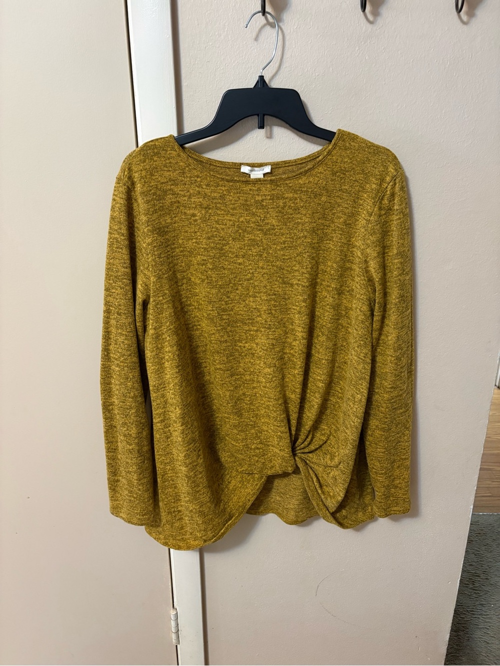 Westbound Mustard Twist Front Lightweight Sweater Sz XL